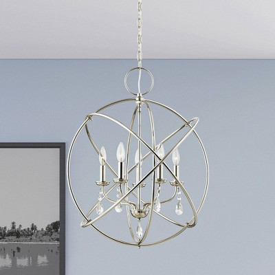 Aria English Bronze 5-Light Crystal Sphere Chandelier