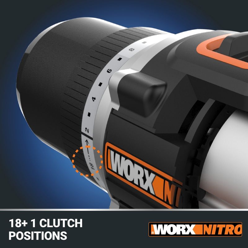 Worx Nitro WX130L 20V Compact Brushless 1/2” Drill/Driver (Battery and Charger Included), 5 of 13