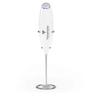 Electric Milk Frother, Handheld Frother Wand for Powdered Drink Mixer, Includes Frother and Stand, White, Vitauthority - 1 of 1