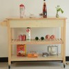VYNXARIA Kitchen Island & Kitchen Cart, Mobile Kitchen Island with Two Lockable Wheels, Rubber Wood Top, Simple Design ,Natural - 2 of 4