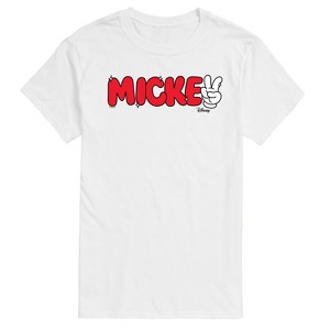 Men's - Disney - Mickey Red Hand Peace Sign Short Sleeve Graphic T-Shirt - 1 of 4