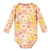 Hudson Baby Infant Girl Cotton Long-Sleeve Bodysuits, Peace Love Flowers - image 4 of 4