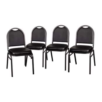 Flash Furniture HERCULES Series Set of 4 Commercial Grade 500 LB. Capacity Dome Back Stacking Banquet Chairs with Metal Frames