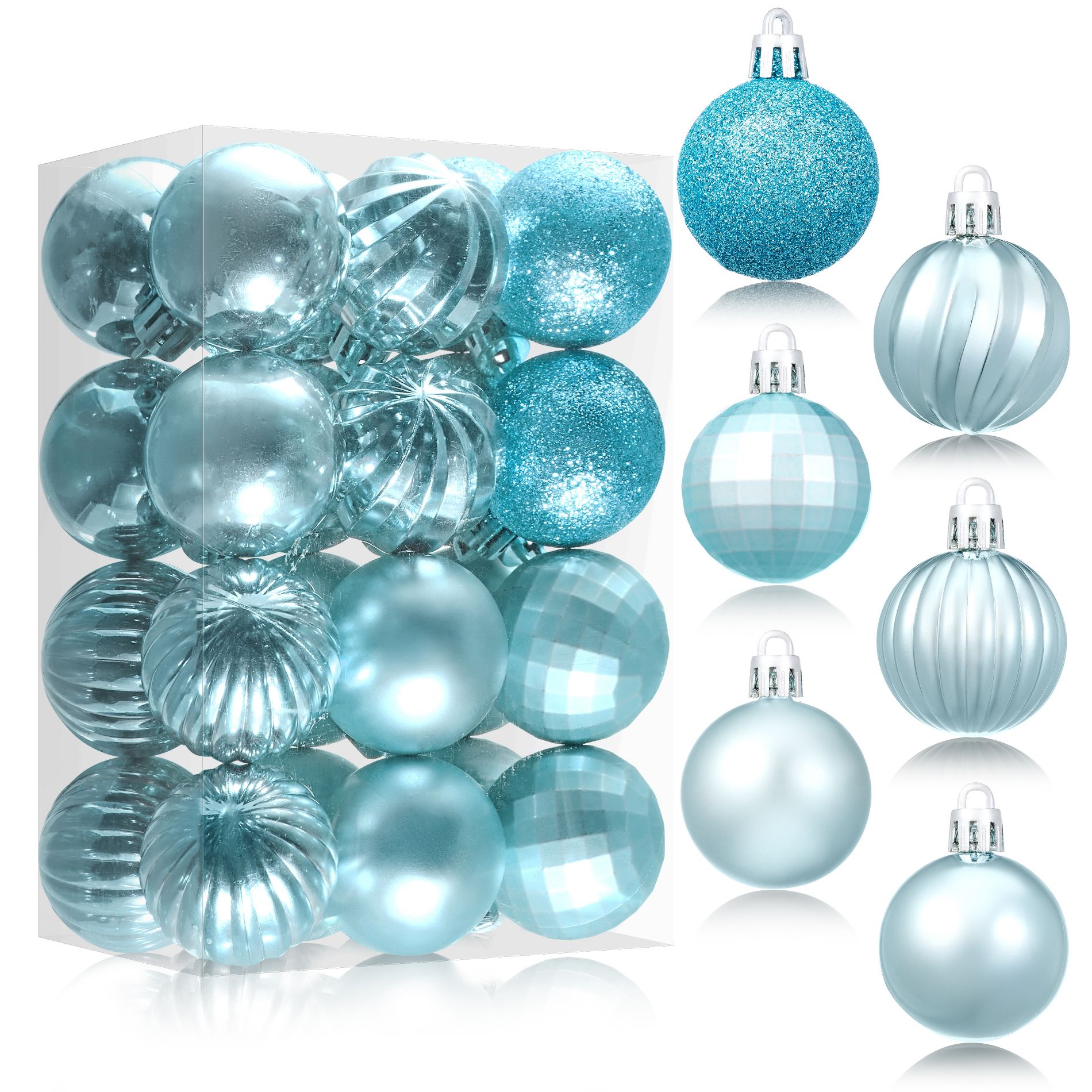 Joyfy 24ct Christmas Tree Hanging Ball Ornaments Shatterproof Home Decorative 1.6-inch