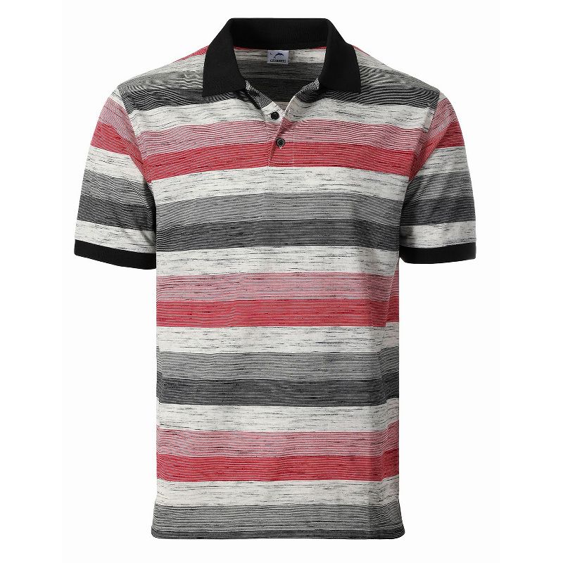 Gioberti Men's Club Stripe Polo Shirt - Short Sleeve, Regular Fit, Yarn Dye, Black, Size S