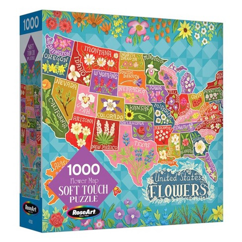 Soft Touch Flower Map Jigsaw Puzzle 1000pc - image 1 of 4