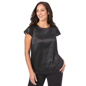 Jessica London Women's Plus Size Satin Blouse - 1 of 4