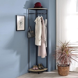 Kings Brand Furniture - Corner Entryway Freestanding Hall Tree Coat Rack With Shelf & Shoe Storage - 1 of 4