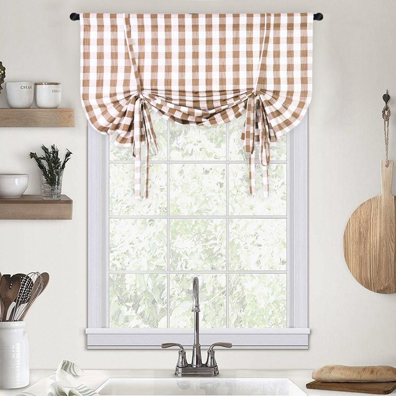 Whizmax Buffalo Plaid Gingham Pattern Rod Pocket Half Window Curtains for Kitchen Bathroom Window, 5 of 8