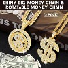 2PCS Dollar Sign Chain Necklace - Fake Gold Hip Hop Jewelry, 70s/90s Rapper Halloween Costume for Men - 2 of 4
