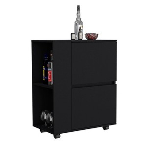 Depot E-Shop Tully Bar Cart  32.2" H, with Two Pull-Down Door Cabinets and Two Open Shelves - 1 of 4