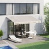 Vynxaria Retractable Awning - 12' x 10' Patio Sunshade Canopy with Manual Crank - Beige and White - 2 of 4