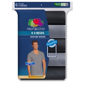 Fruit Of the Loom Men's Dyed V-Neck Undershirt, 6 Pack - 1 of 2