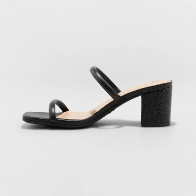 Black strappy small heels best sale