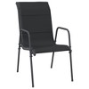 vidaXL Patio Dining Set Outdoor Table and Chair Black Steel and Textilene - 59.1" Table Length 4 Items - 3 of 4