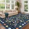 Indoor Farmhouse Bedroom Living Room Rugs, Washable Floral Print Non Slip Dining Room Carpet, Low Pile Accent Rugs - 2 of 4