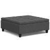 Vynxaria Transitional Large Square Coffee Table Storage Ottoman Lift-Up Top, Child Safety Hinge, Slate Grey Linen Fabric, 40"D×40"W×16.5"H - 3 of 4