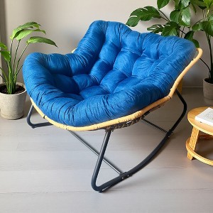 Large Rattan Rocking Chair with 360-degree Recline and Cloud-Like Cushion - 1 of 4