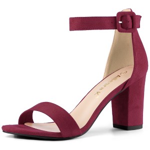 Allegra K Women's Back to College Open Toe Ankle Strap Chunky Heel Sandals - 1 of 4