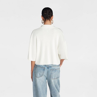 KBB by KAHLANA Women’s Short Sleeve Boxy ‘The Cropped Polo Sweater’ –