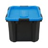 24 Gallon Water Resistant Latching Heavy Duty Plastic Storage Bin, Black Base/Blue Lid - 3 of 4