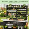 BAOURE 64.9"H Outdoor Potting Bench with Stainless Steel Top, Solid Wood Kitchen Island with Upper Hutch, Lockable Wheels - Black - 2 of 4
