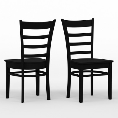 Modern Black Solid Wood Upholstered Slat Dining Chair
