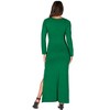 Womens Boat Neck Long Sleeve Side Slit Fitted A-Line Maxi Dress - 24seven Comfort Apparel™ - 3 of 4