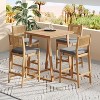 Christopher Knight Home Gaye 5 Pieces Outdoor Rattan and Acacia Wood Bar Set - 2 of 4