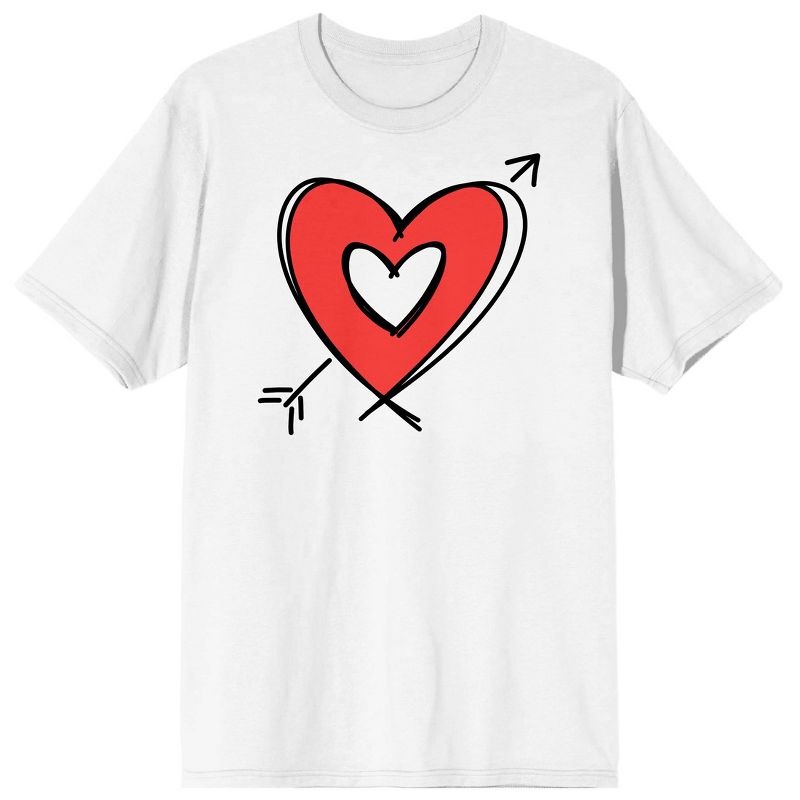 Valentine's Day Arrow Heart Crew Neck Short Sleeve Women's White T-shirt, 1 of 4