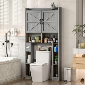 Over The Toilet Storage Cabinet with Adjustable Shelves, Toilet Paper Holder & Towel Rack - 1 of 4