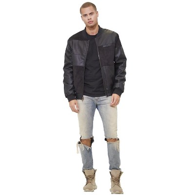 Members Only Mens Vegan Leather and Suede Bomber