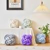 Knot Pillow Ball, Decorative Throw Pillows with Velvet Fabric for Couch Bed, 12" Decor Knotted Square Floor Pillow Cushions (12 Inches, Beige) - 3 of 4