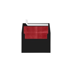 LUX A4 Foil Lined Invitation Envelopes (4 1/4 x 6 1/4) 50/Box Black w/Red LUX Lining - 1 of 2