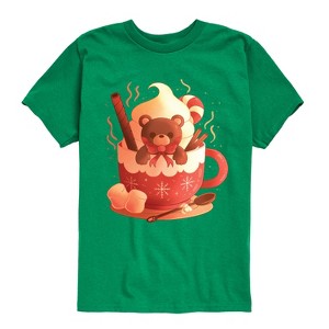 Boys' - Instant Message - Christmas Bear Cocoa Mug Short Sleeve Graphic T-Shirt - 1 of 4