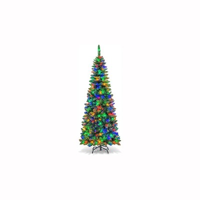 Pencil Christmas Tree,Artificial Pre-Lit Christmas Tree,Realistic Xmas Tree Artificial Holiday Decoration for Indoor and Outdoor Use