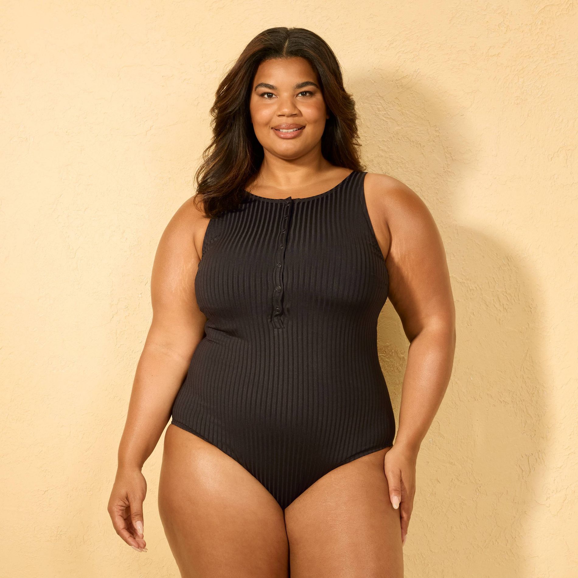 Women's Snap Front Medium Coverage One Piece Swimsuit - Shade & Shore™ Black