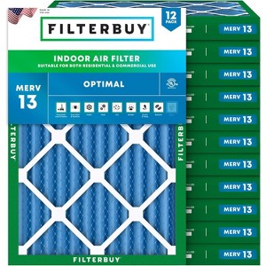 Filterbuy 12x15x2 Air Filter (12-Pack), Pleated MERV 13 Health Defense Replacement HVAC AC Furnace Filters (Actual Size: 11.50 x 14.50 x 1.75) - 1 of 4