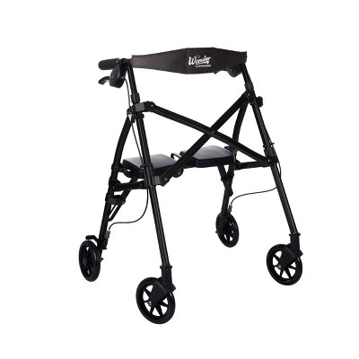 Stander Wonder Rollator, Lightweight 4- Wheel Folding Walker with Seat