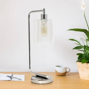 Creekwood Home Vintage Vantage 18.8" Minimalist Curved Arm Desk Lamp with Clear Glass Shade - 1 of 4