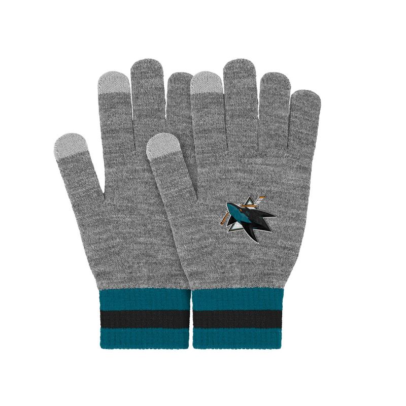 NHL San Jose Sharks Gray Big Logo Glove, 4 of 5
