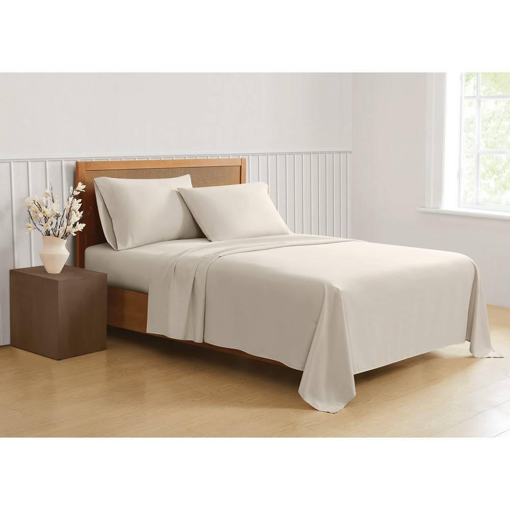 Truly Soft Queen 4pc Green Solid Sheet Set Beige