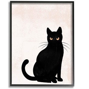 Stupell Industries Halloween Black Cat Silhouette Framed Giclee Art - 1 of 4