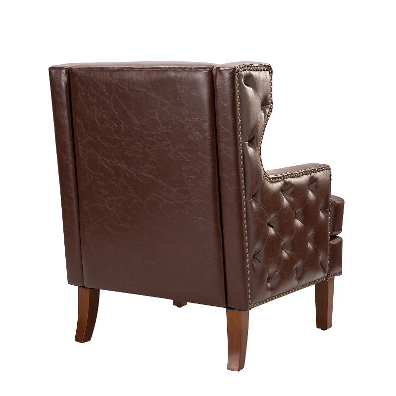 Baptiste  Mid-century Modern Vegan Leather Armchair for Bedroom and  Living Room  | KARAT HOME, 4 of 11