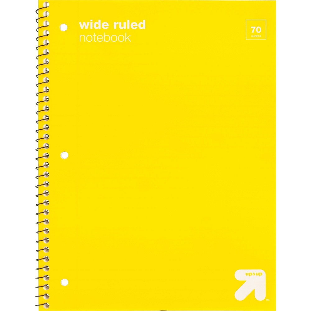 Photos - Notebook Wide Ruled Yellow 1 Subject Flexible Plastic Cover Spiral  - up &