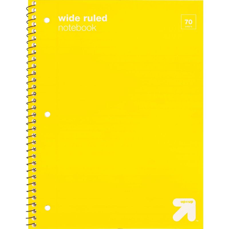 Wide Ruled 1 Subject Flexible Plastic Cover Spiral Notebook - up&up