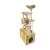 2-in-1 Cat Tree with Hidden Litter Box | 66.9" Burlywood Cat Tower, Perch & Caves | Scratching Posts & Anti-Tip Design - 3 of 4