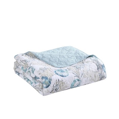 Twin Blue Cotton Reversible Quilt Set