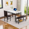 Hooseng 4 Pieces Dining Room Table Set with 2 Chairs and 1 Bench, 4-Person Dining Table Set with MDF Table Top, Metal Frame, and Storage Racks - 3 of 4