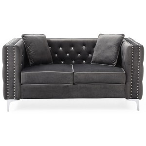 TiramisuBest 45"W Gray Corduroy Loveseat with Hidden Storage & Side Pocket, Compact Upholstered Sofa for Small Spaces - 1 of 4